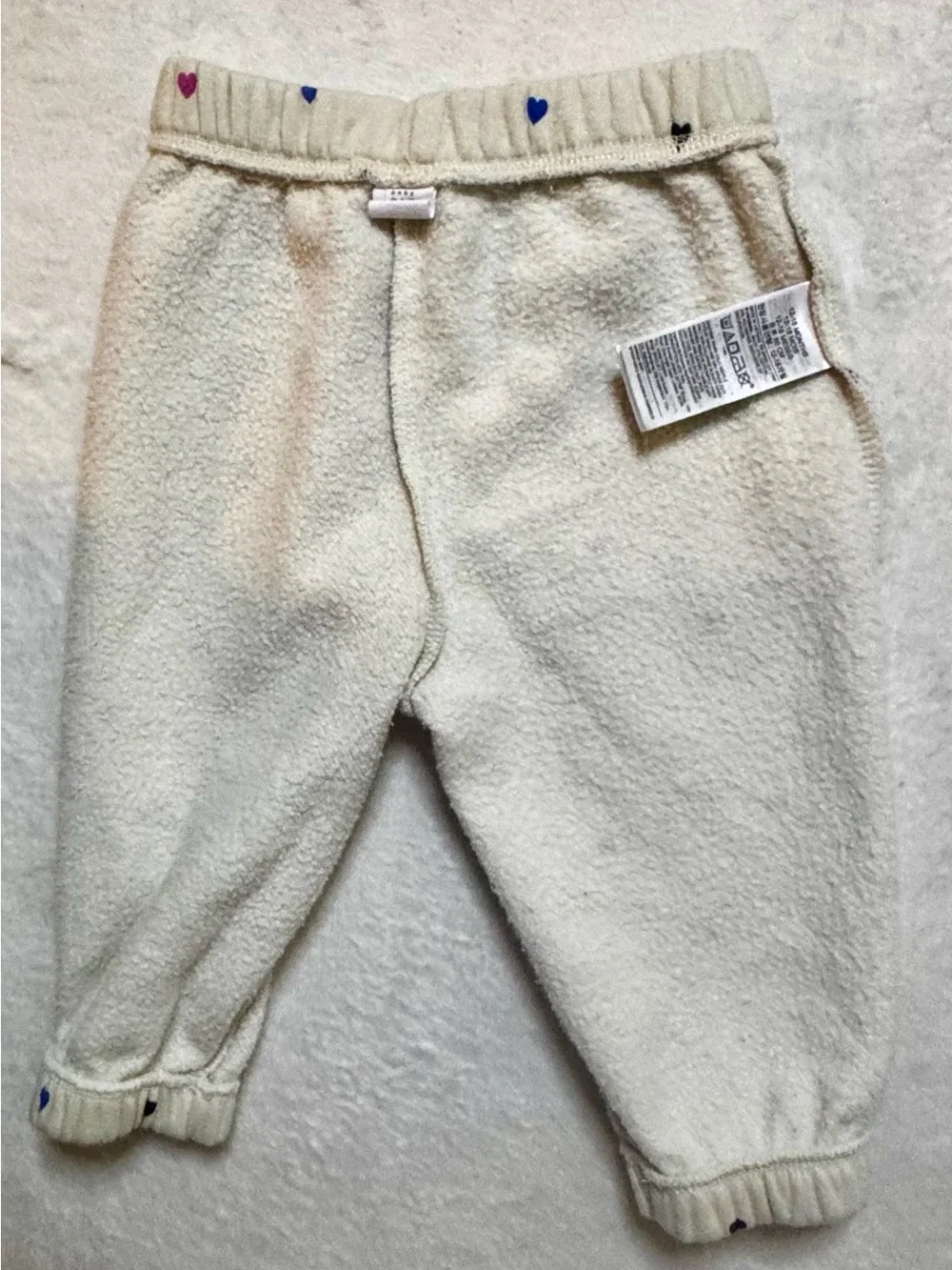 GAP Cream Heart-Print Fleece Jogger Pants for 12-18 month baby